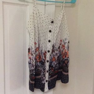 Maeve Anthropologie white flowered 100% silk cami